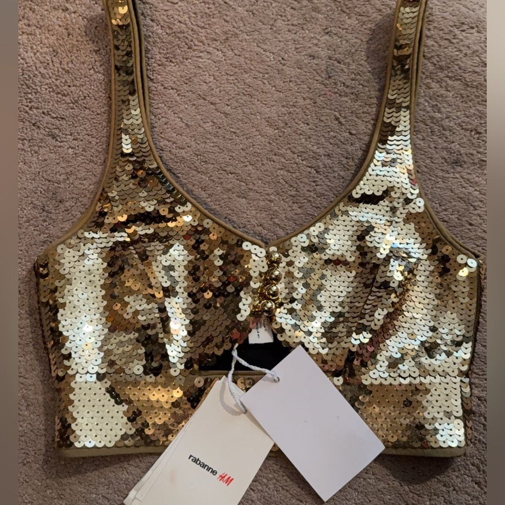 Rabanne x HM sequin top in gold